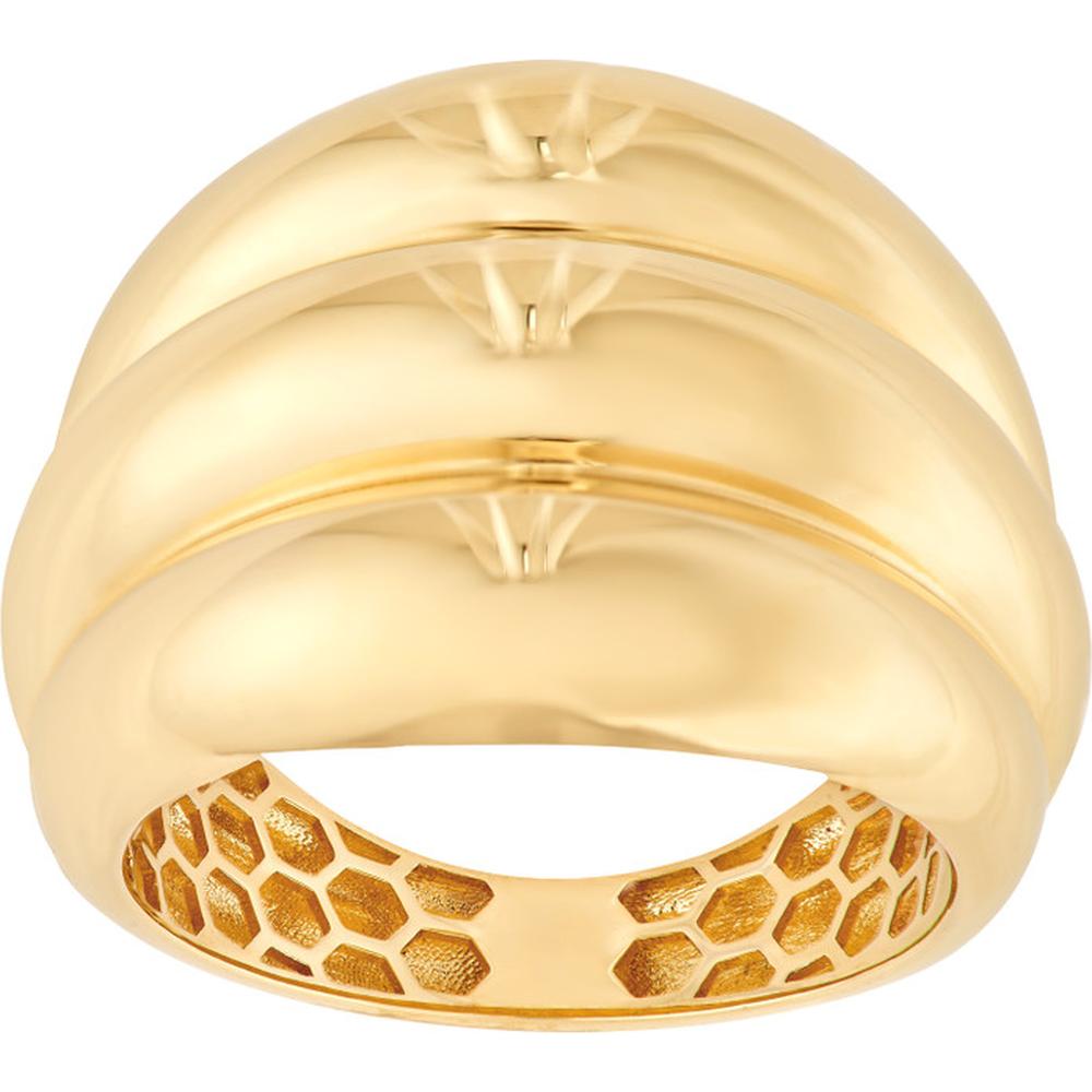 Olas d'Oro - 14K Yellow Gold Horizontal Fluted Polished Dome Ring - Size 8