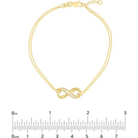 Olas d'Oro - 14K Yellow Gold Infinity Bracelet with Diamond Accent - 0.08 Carat Total Diamond Weight