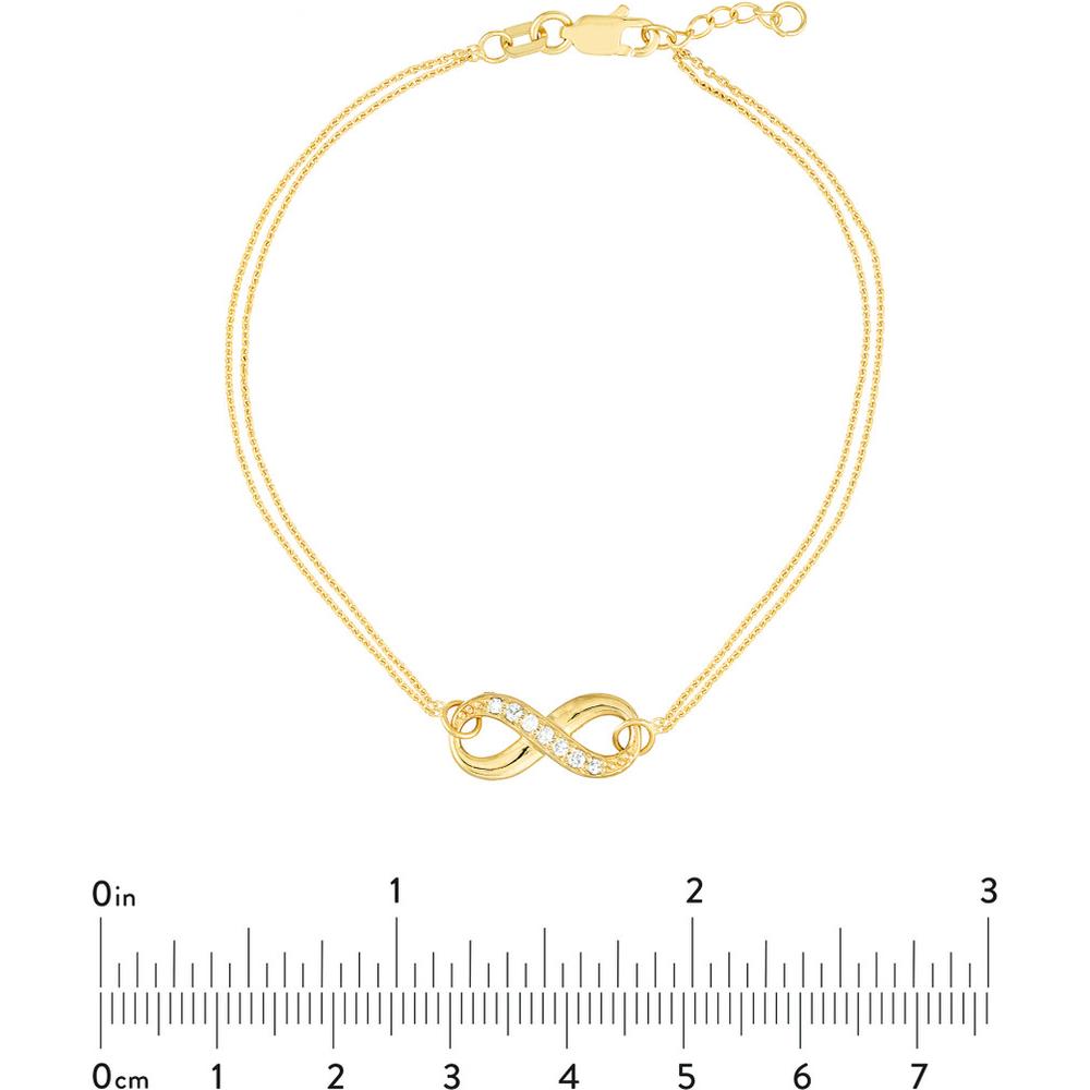 Olas d'Oro - 14K Yellow Gold Infinity Bracelet with Diamond Accent - 0.08 Carat Total Diamond Weight