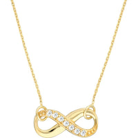 Olas d'Oro - 14K Yellow Gold Infinity Necklace with 1/15 Carat Diamond - Adjustable Pendant