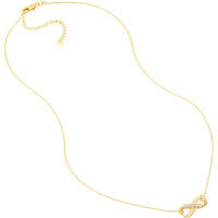 Olas d'Oro - 14K Yellow Gold Infinity Necklace with 1/15 Carat Diamond - Adjustable Pendant