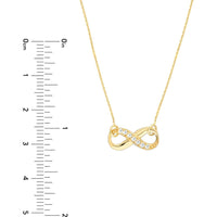Olas d'Oro - 14K Yellow Gold Infinity Necklace with 1/15 Carat Diamond - Adjustable Pendant