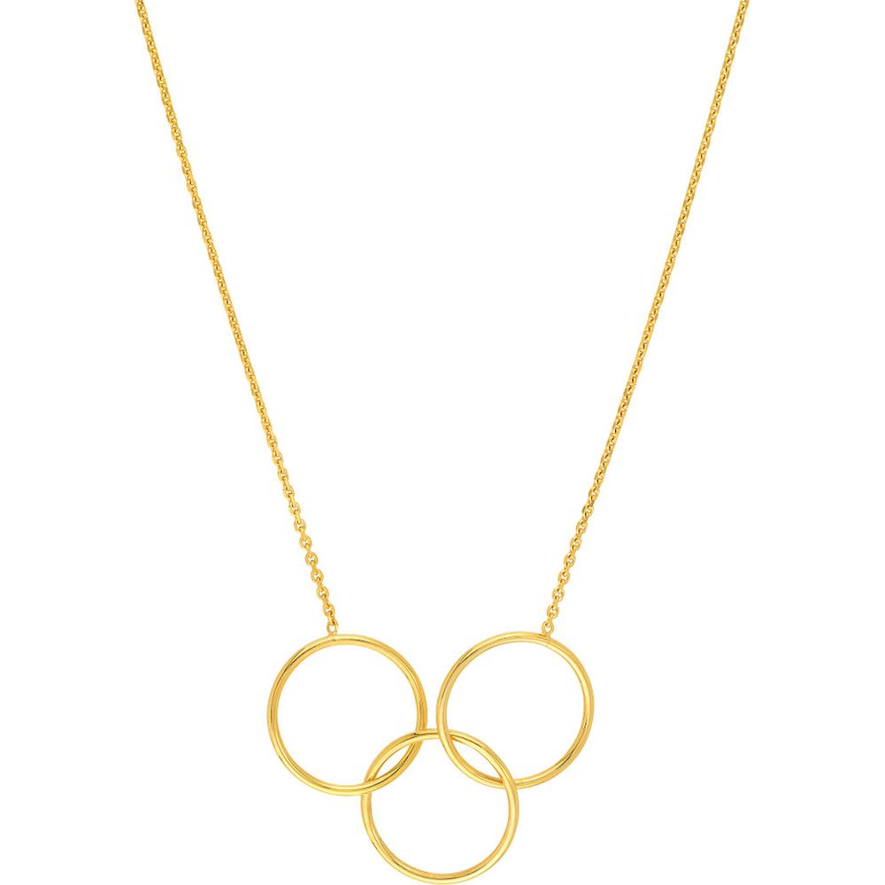 Olas d'Oro - 14K Yellow Gold Interlocking Open Circles Pendant Necklace - 2.16g Weight