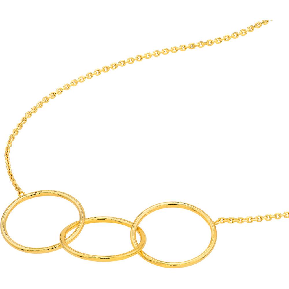 Olas d'Oro - 14K Yellow Gold Interlocking Open Circles Pendant Necklace - 2.16g Weight