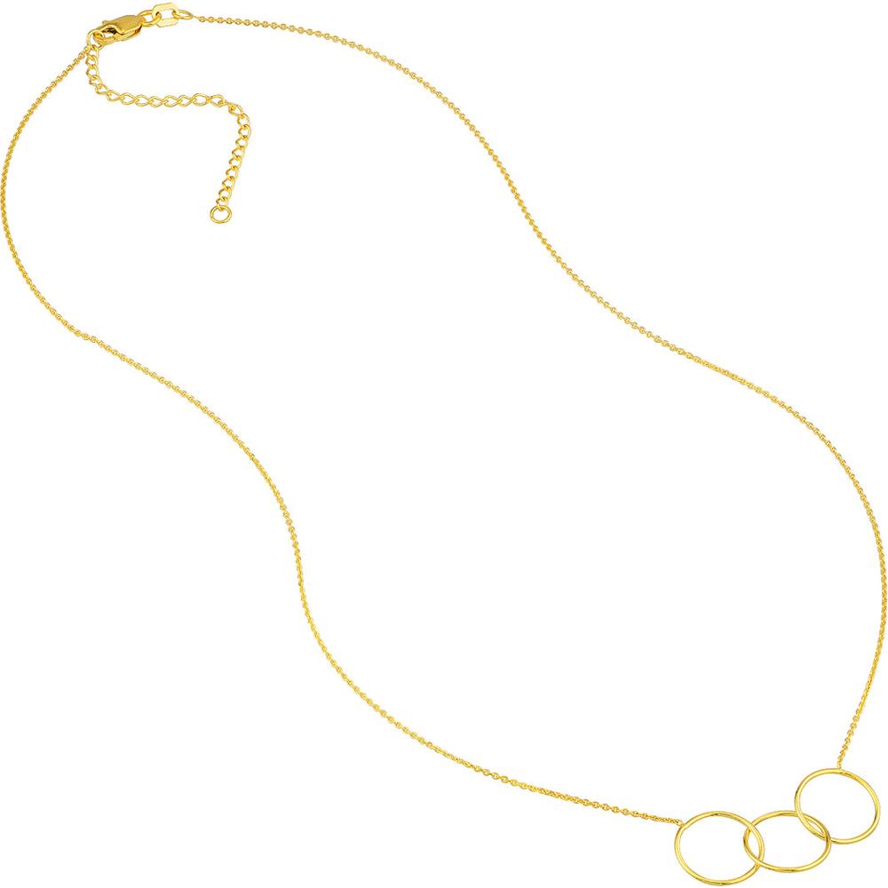 Olas d'Oro - 14K Yellow Gold Interlocking Open Circles Pendant Necklace - 2.16g Weight