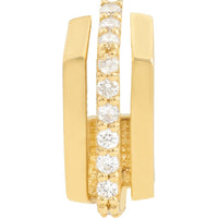 Olas d'Oro - 14K Yellow Gold J Hoop Earrings with Diamonds - 0.26 Carat Total Diamond Weight
