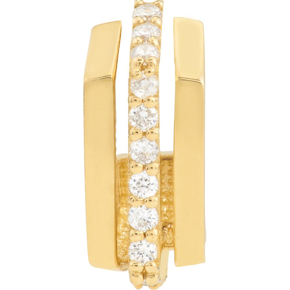 Olas d'Oro - 14K Yellow Gold J Hoop Earrings with Diamonds - 0.26 Carat Total Diamond Weight