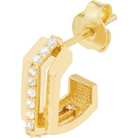 Olas d'Oro - 14K Yellow Gold J Hoop Earrings with Diamonds - 0.26 Carat Total Diamond Weight