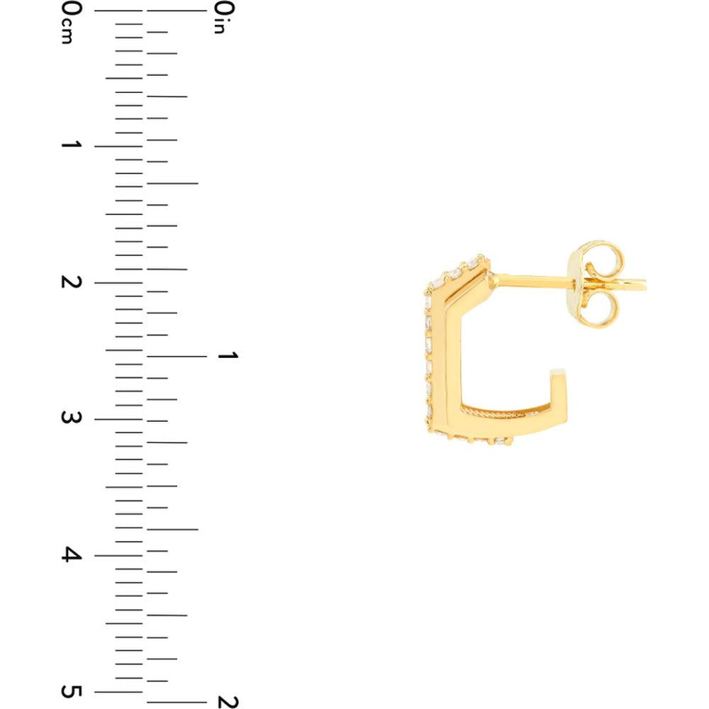 Olas d'Oro - 14K Yellow Gold J Hoop Earrings with Diamonds - 0.26 Carat Total Diamond Weight