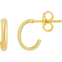Olas d'Oro - 14K Yellow Gold J-Shaped Huggie Earrings - 1.10g