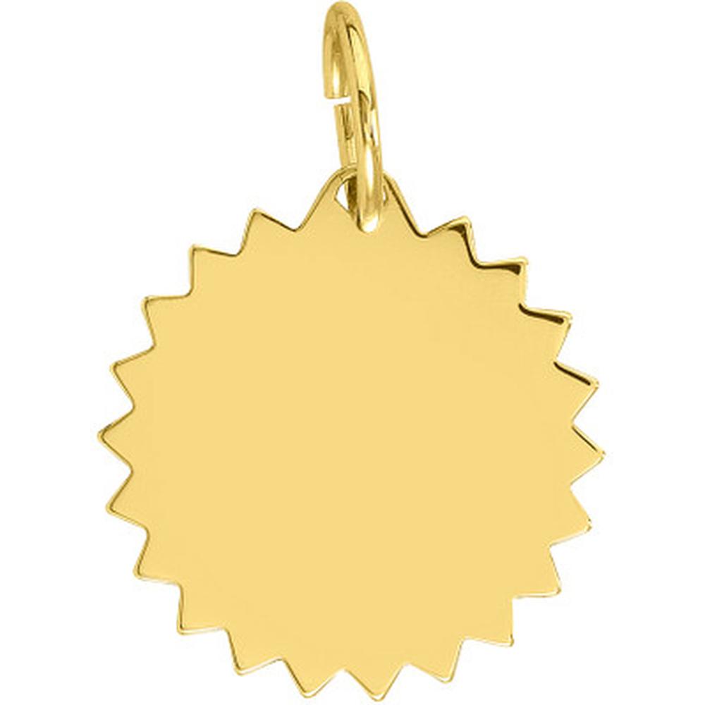 Olas d'Oro - 14K Yellow Gold Jagged Circle Engravable Charm - 1.40g