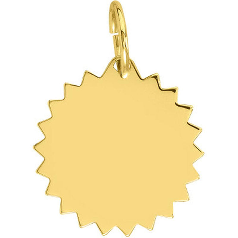 Olas d'Oro - 14K Yellow Gold Jagged Circle Engravable Charm - 1.40g