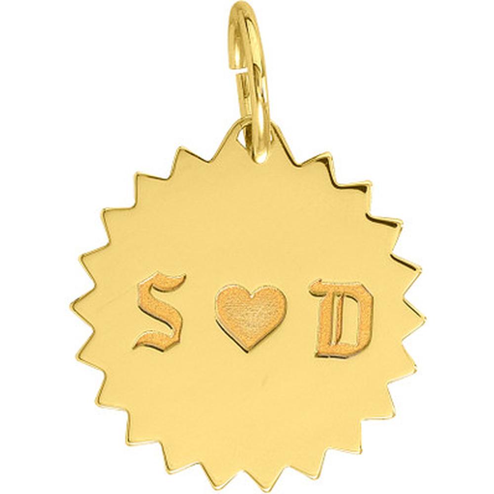 Olas d'Oro - 14K Yellow Gold Jagged Circle Engravable Charm - 1.40g