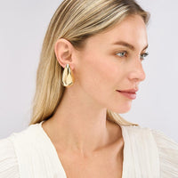Olas d'Oro - 14K Yellow Gold Jumbo Puff Teardrop Dome Earrings - 8.70g Total Weight