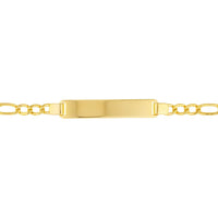 Olas d'Oro - 14K Yellow Gold Kids Engravable ID Bracelet on Figaro Chain  Personalized with 2 Initials