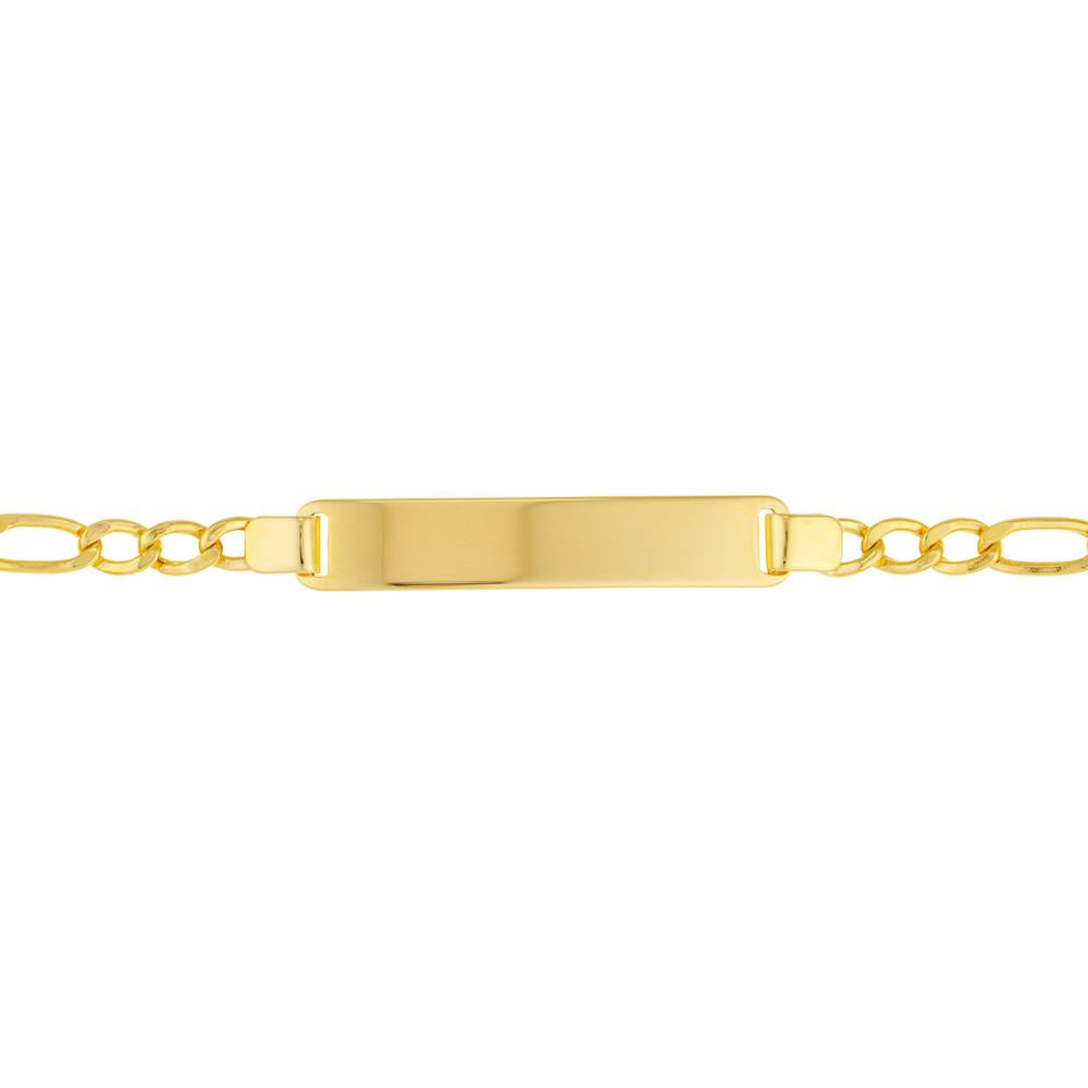 Olas d'Oro - 14K Yellow Gold Kids Engravable ID Bracelet on Figaro Chain  Personalized with 2 Initials