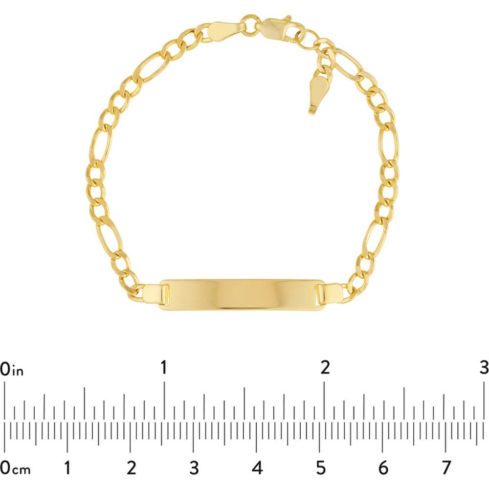 Olas d'Oro - 14K Yellow Gold Kids Engravable ID Bracelet on Figaro Chain  Personalized with 2 Initials