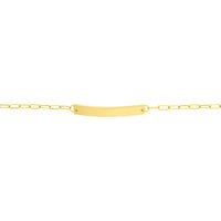 Olas d'Oro - 14K Yellow Gold Kids ID Bracelet on Diamond-Cut Long Anchor Chain - Engravable with Lobster Clasp