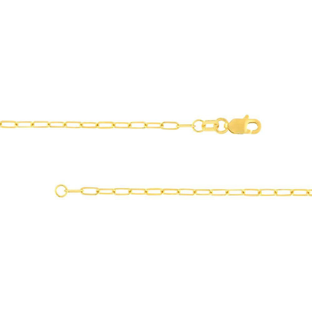 Olas d'Oro - 14K Yellow Gold Kids ID Bracelet on Diamond-Cut Long Anchor Chain - Engravable with Lobster Clasp