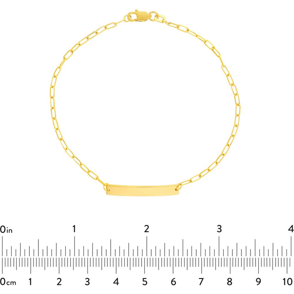 Olas d'Oro - 14K Yellow Gold Kids ID Bracelet on Diamond-Cut Long Anchor Chain - Engravable with Lobster Clasp