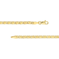Olas d'Oro - 14K Yellow Gold Kid's ID Bracelet on Heart Mirror Rope Chain  2.76g