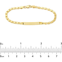 Olas d'Oro - 14K Yellow Gold Kid's ID Bracelet on Heart Mirror Rope Chain  2.76g