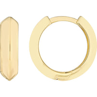Olas d'Oro - 14K Yellow Gold Knife Edge Polished Mini Huggie Hoop Earrings - 13.50mm Diameter