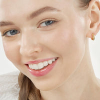 Olas d'Oro - 14K Yellow Gold Knife Edge Polished Mini Huggie Hoop Earrings - 13.50mm Diameter