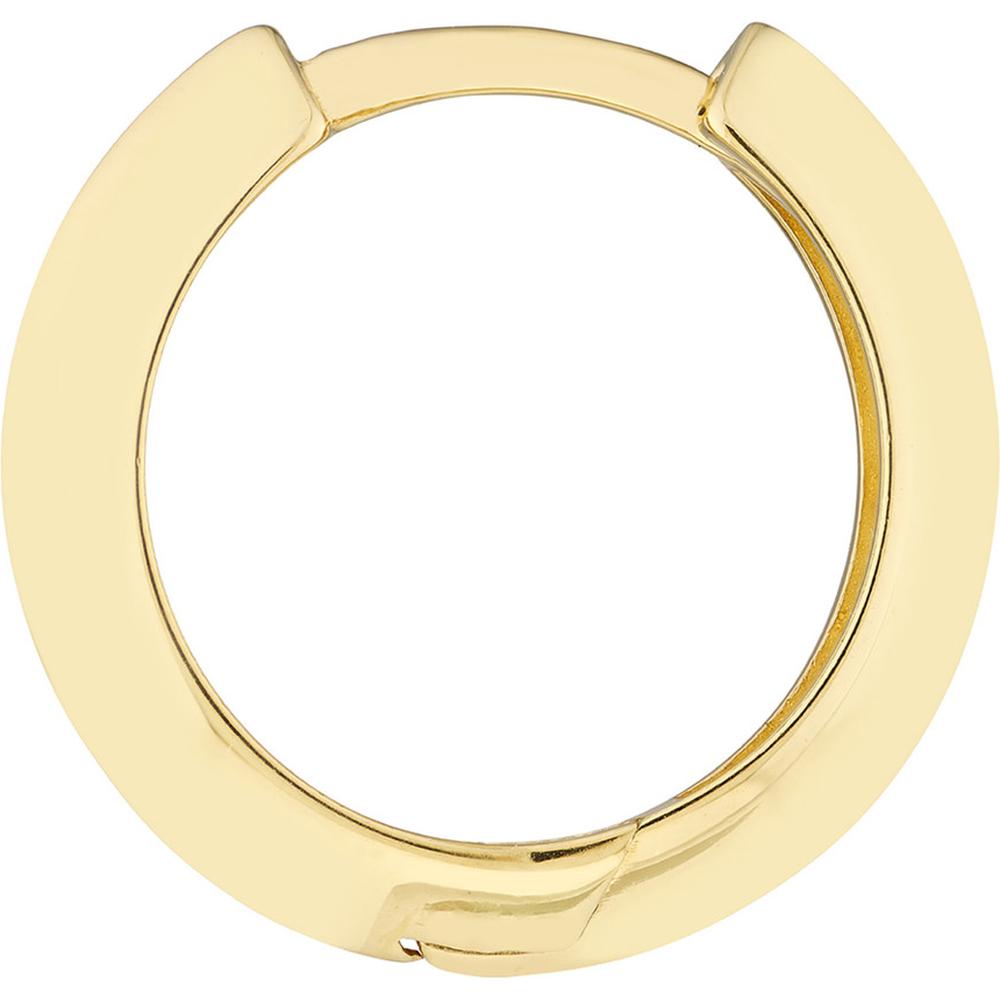 Olas d'Oro - 14K Yellow Gold Knife Edge Polished Mini Huggie Hoop Earrings - 13.50mm Diameter