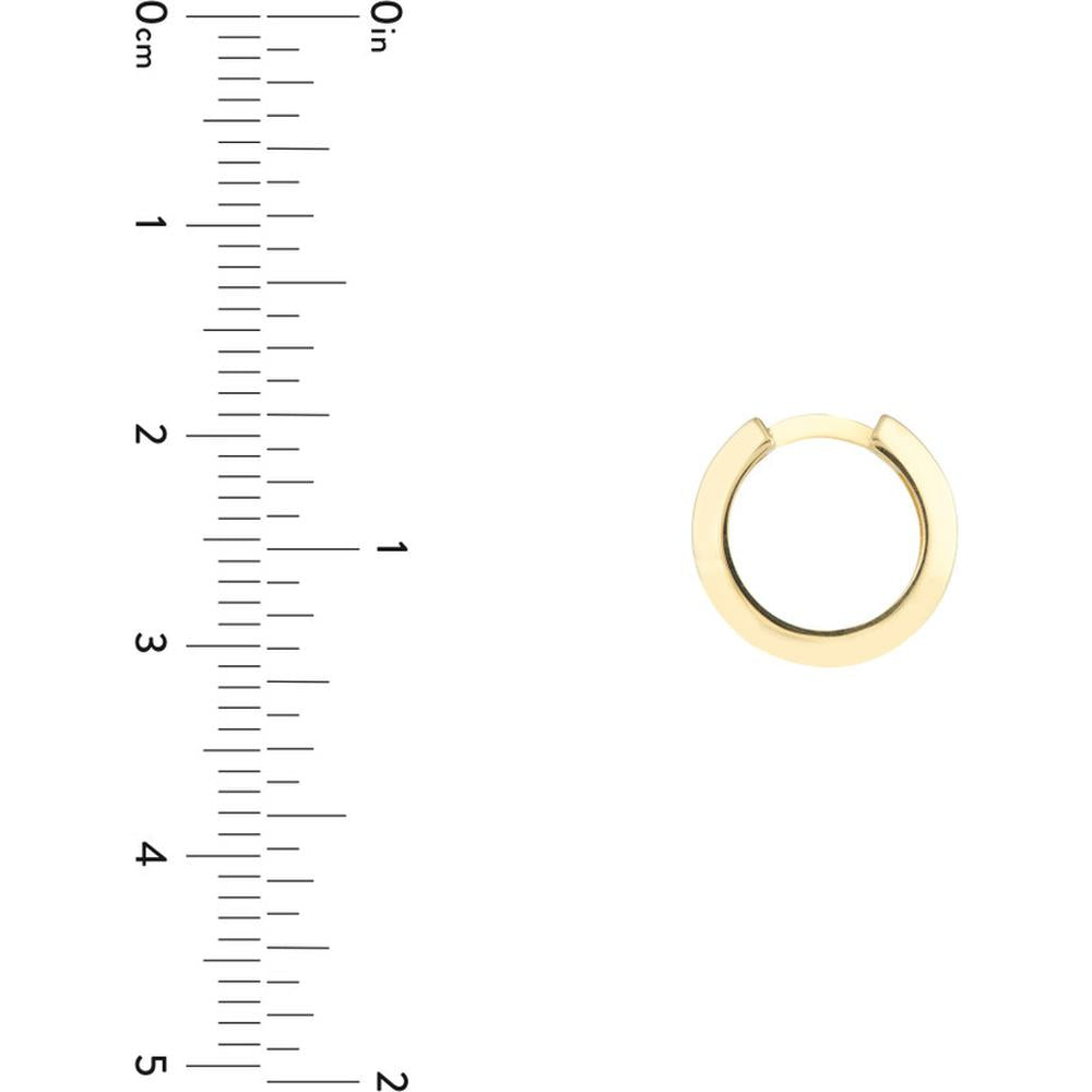 Olas d'Oro - 14K Yellow Gold Knife Edge Polished Mini Huggie Hoop Earrings - 13.50mm Diameter