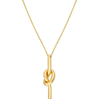 Olas d'Oro - 14K Yellow Gold Knot Pendant Necklace with Adjustable Closure - 2.70g