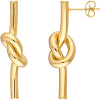 Olas d'Oro - 14K Yellow Gold Knotted Tube Earrings with Post & Nut Closure