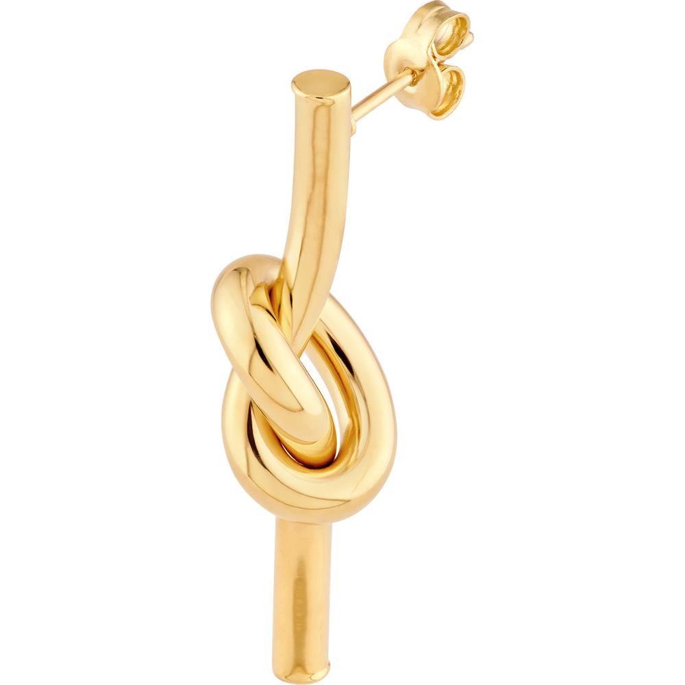 Olas d'Oro - 14K Yellow Gold Knotted Tube Earrings with Post & Nut Closure