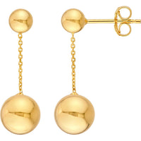 Olas d'Oro - 14K Yellow Gold Large Bead Cable Chain Dangle Earrings