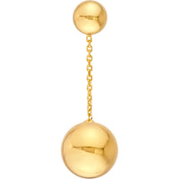 Olas d'Oro - 14K Yellow Gold Large Bead Cable Chain Dangle Earrings