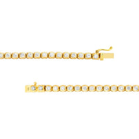 Olas d'Oro - 14K Yellow Gold Large Bezel Set Diamond Tennis Necklace - 7.10 Carat Total Diamond Weight