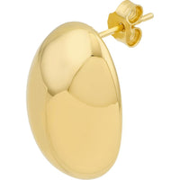 Olas d'Oro - 14K Yellow Gold Large Button Earrings  Smooth & Shiny Finish, Classic Chic Design