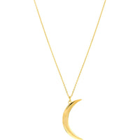 Olas d'Oro - 14K Yellow Gold Large Crescent Moon Pendant Necklace - Adjustable 16-18" Chain