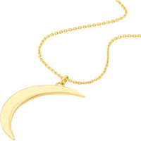 Olas d'Oro - 14K Yellow Gold Large Crescent Moon Pendant Necklace - Adjustable 16-18" Chain