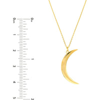 Olas d'Oro - 14K Yellow Gold Large Crescent Moon Pendant Necklace - Adjustable 16-18" Chain