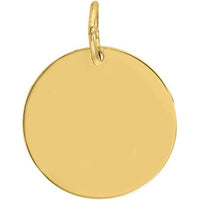 Olas d'Oro - 14K Yellow Gold Large Disk Engravable Charm - 18mm
