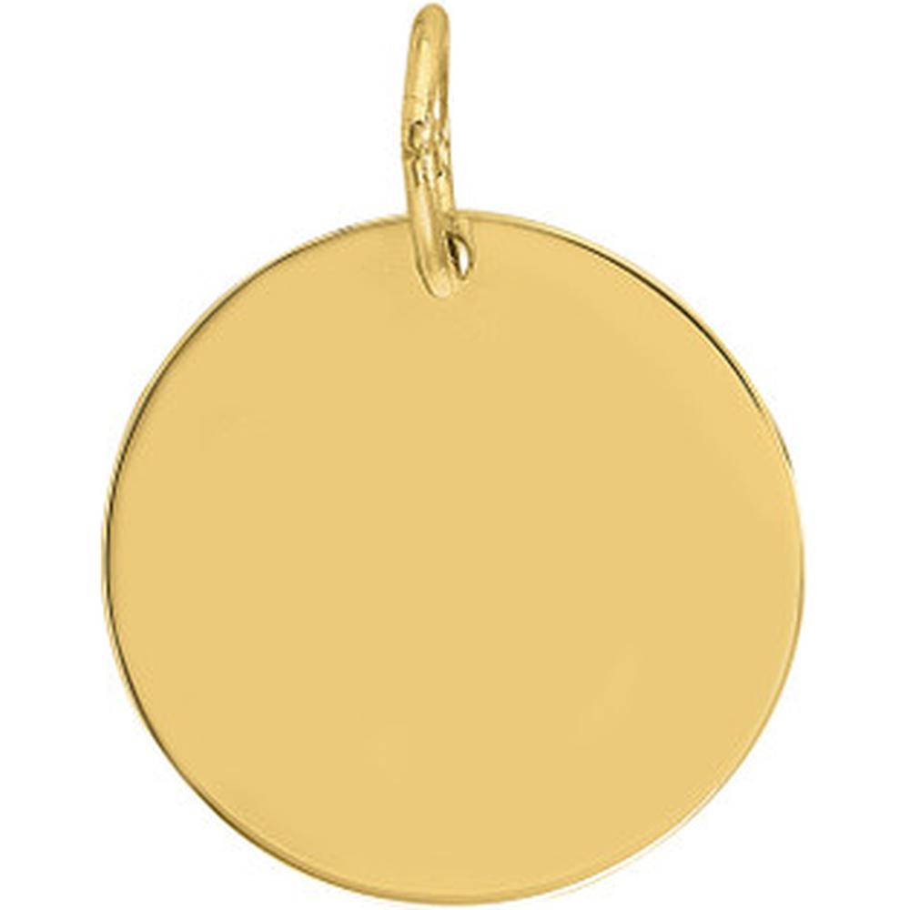Olas d'Oro - 14K Yellow Gold Large Disk Engravable Charm - 18mm