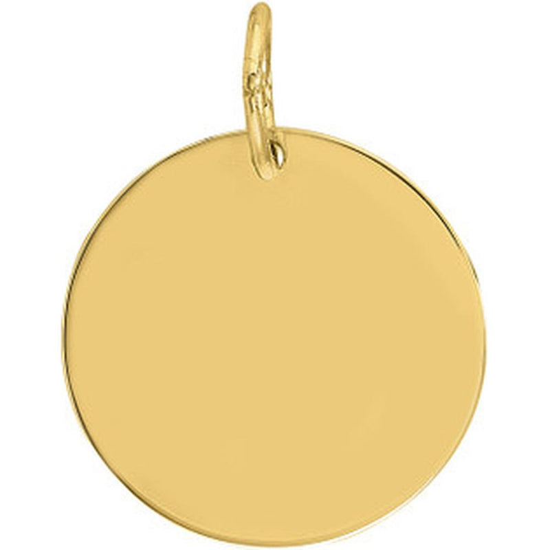 Olas d'Oro - 14K Yellow Gold Large Disk Engravable Charm - 18mm