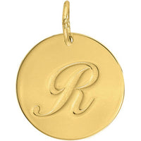Olas d'Oro - 14K Yellow Gold Large Disk Engravable Charm - 18mm