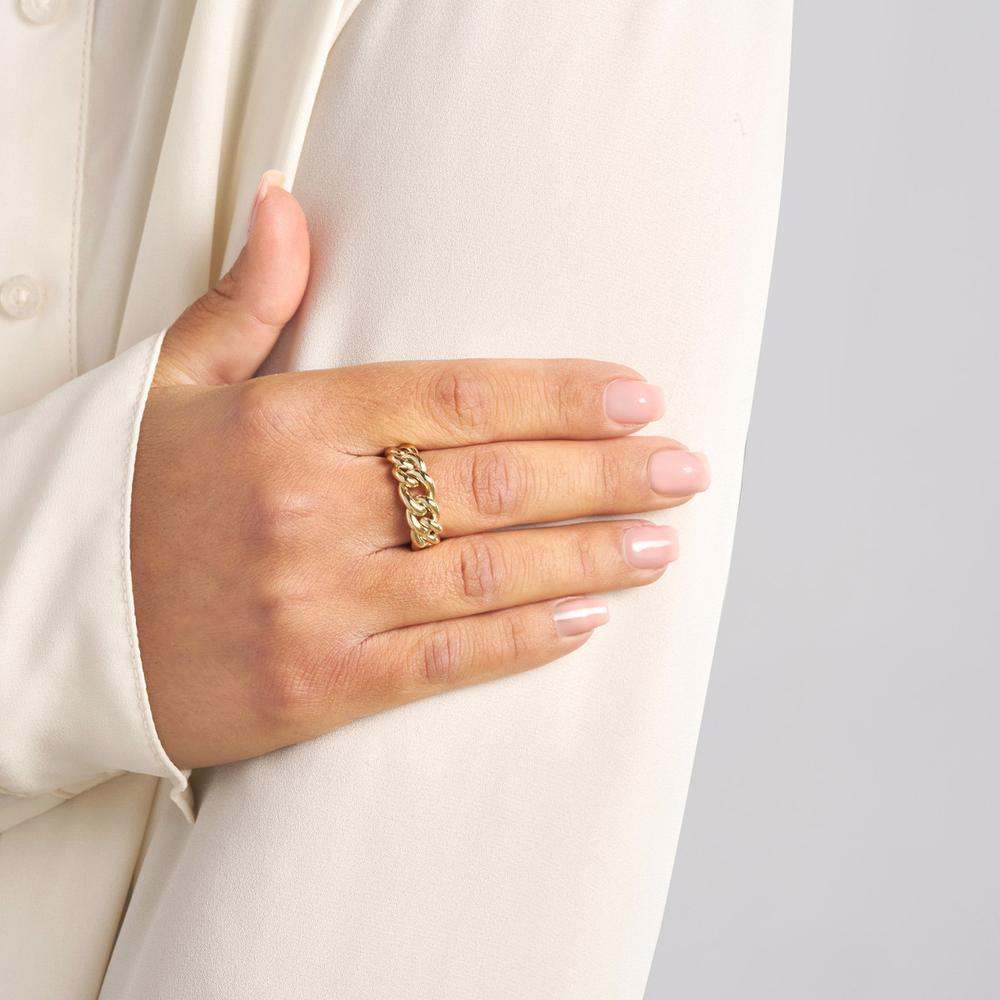 Olas d'Oro - 14K Yellow Gold Large Graduated Curb Link Ring - 3.40g Total Weight