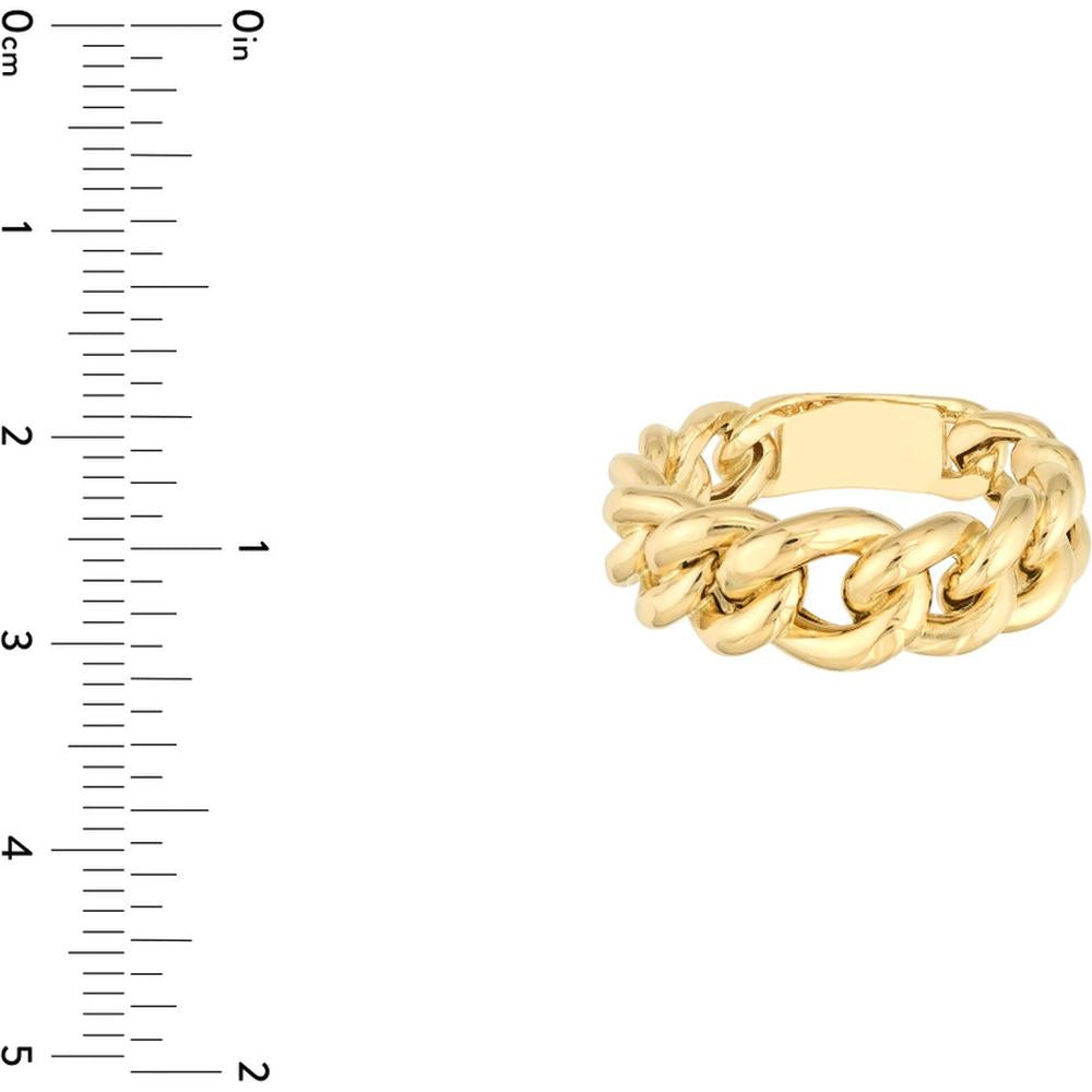 Olas d'Oro - 14K Yellow Gold Large Graduated Curb Link Ring - 3.40g Total Weight