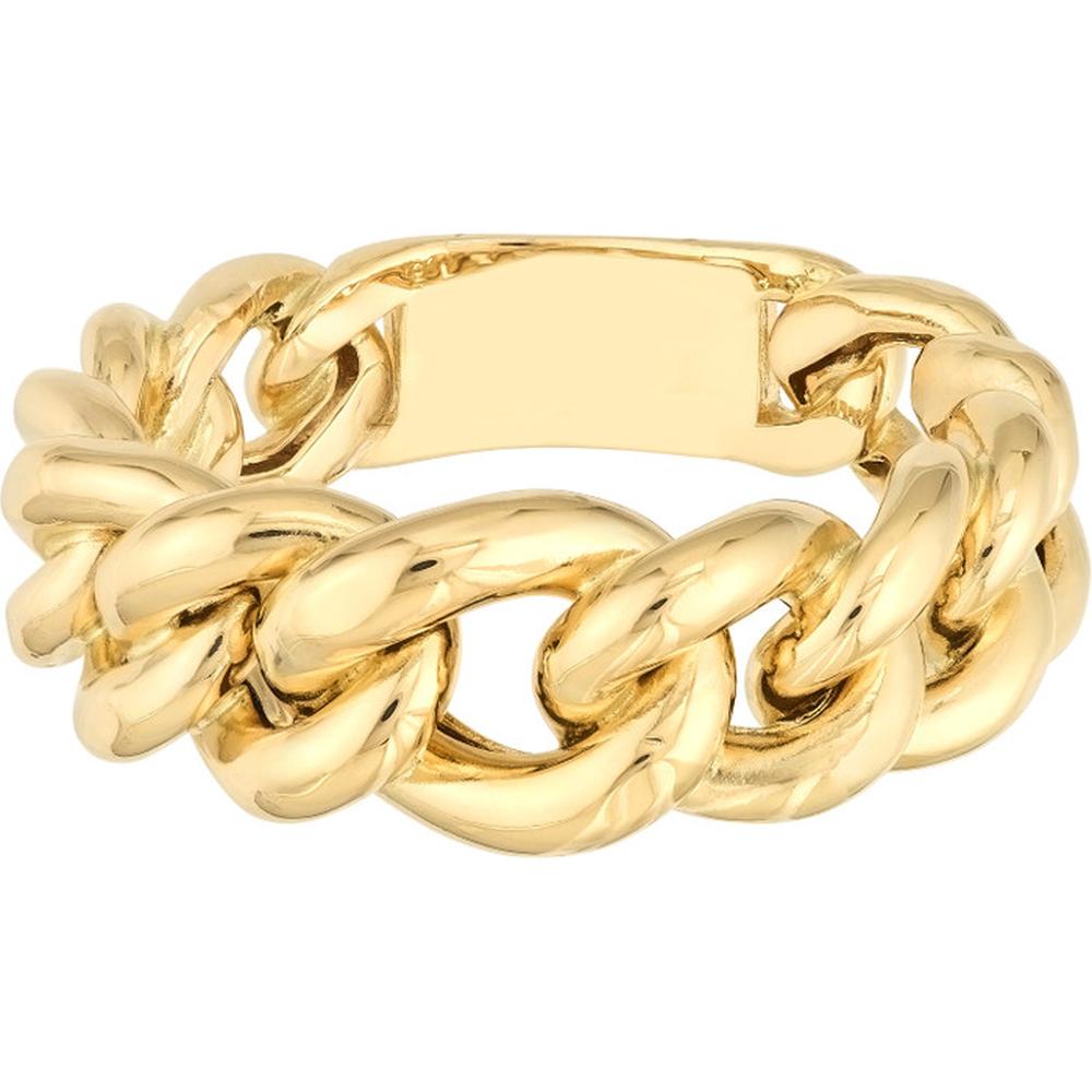 Olas d'Oro - 14K Yellow Gold Large Graduated Curb Link Ring - Size 8