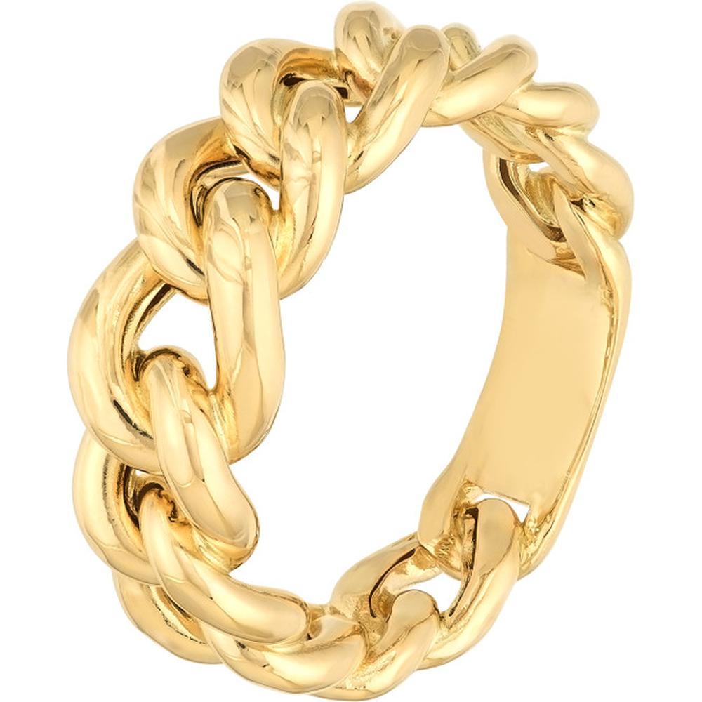 Olas d'Oro - 14K Yellow Gold Large Graduated Curb Link Ring - Size 8