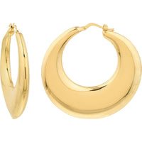 Olas d'Oro - 14K Yellow Gold Large Graduated Puffed Hoop Earrings - 6.71g Total Weight
