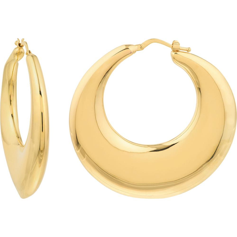 Olas d'Oro - 14K Yellow Gold Large Graduated Puffed Hoop Earrings - 6.71g Total Weight